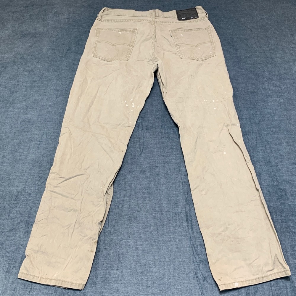 Levi's 514 Jeans Mens 32x30 Beige Denim Cotton Stretch Regular Fit Straight Leg